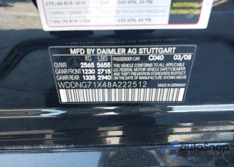 2008 Mercedes-Benz S 550 z USA, uszkodzony, nr VIN WDDNG71X48A222512